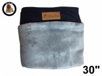 Ellie-Bo Medium  Dog Bed Cover with Blue Corduroy Sides and Grey Faux Fur Topping